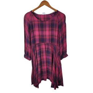 Cooperative Shirt Dress size Small Plaid Check Knee Length Pink Blue Flare